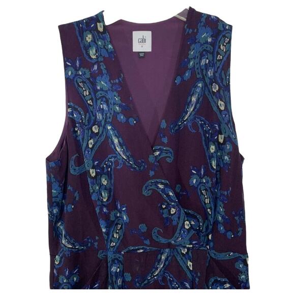 Cabi‎ Treasure Purple Blue Floral Paisley Sleeveless Dress Pockets Size 8 #3461 - Picture 3 of 7